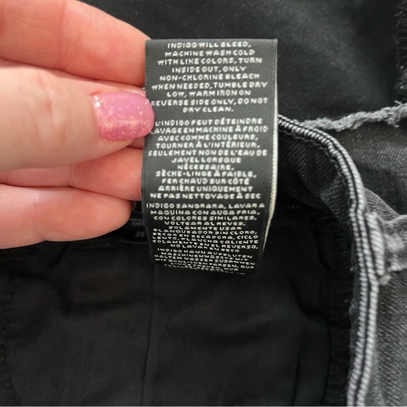 J Brand Washed Black Cropped Skinny Jeans Raw Frayed Ankle Chew Hem Size 25 - Picture 8 of 15